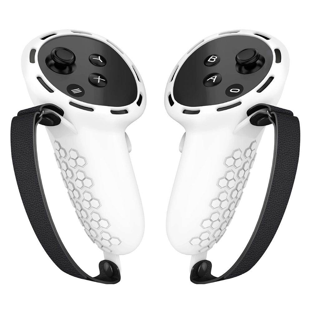 1 Pair Silicone Case for Meta Quest 3 Touch Controller Protective Grip Cover with Straps