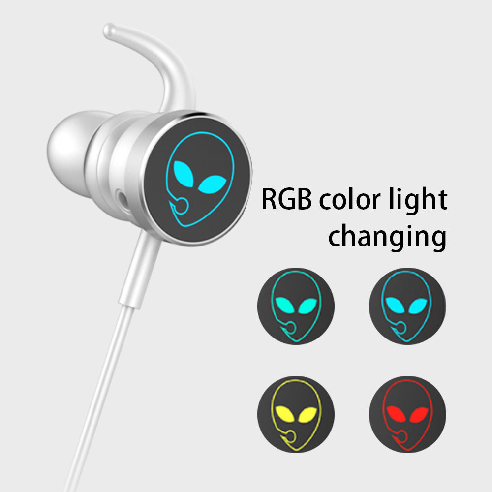 Type-C Plug Wired In-ear Earphone RGB Breathing Light E-sport Gaming Music Headset with Dual Mic