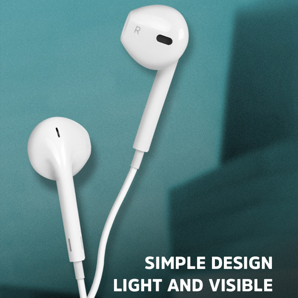 KIVEE KV-MT12 for Mobile Phone Tablet Semi-in-ear Headphones Volume Control 3.5mm Plug Wired Earphones with Mic