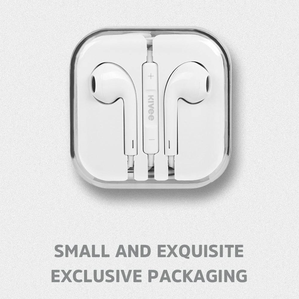 KIVEE KV-MT12 for Mobile Phone Tablet Semi-in-ear Headphones Volume Control 3.5mm Plug Wired Earphones with Mic