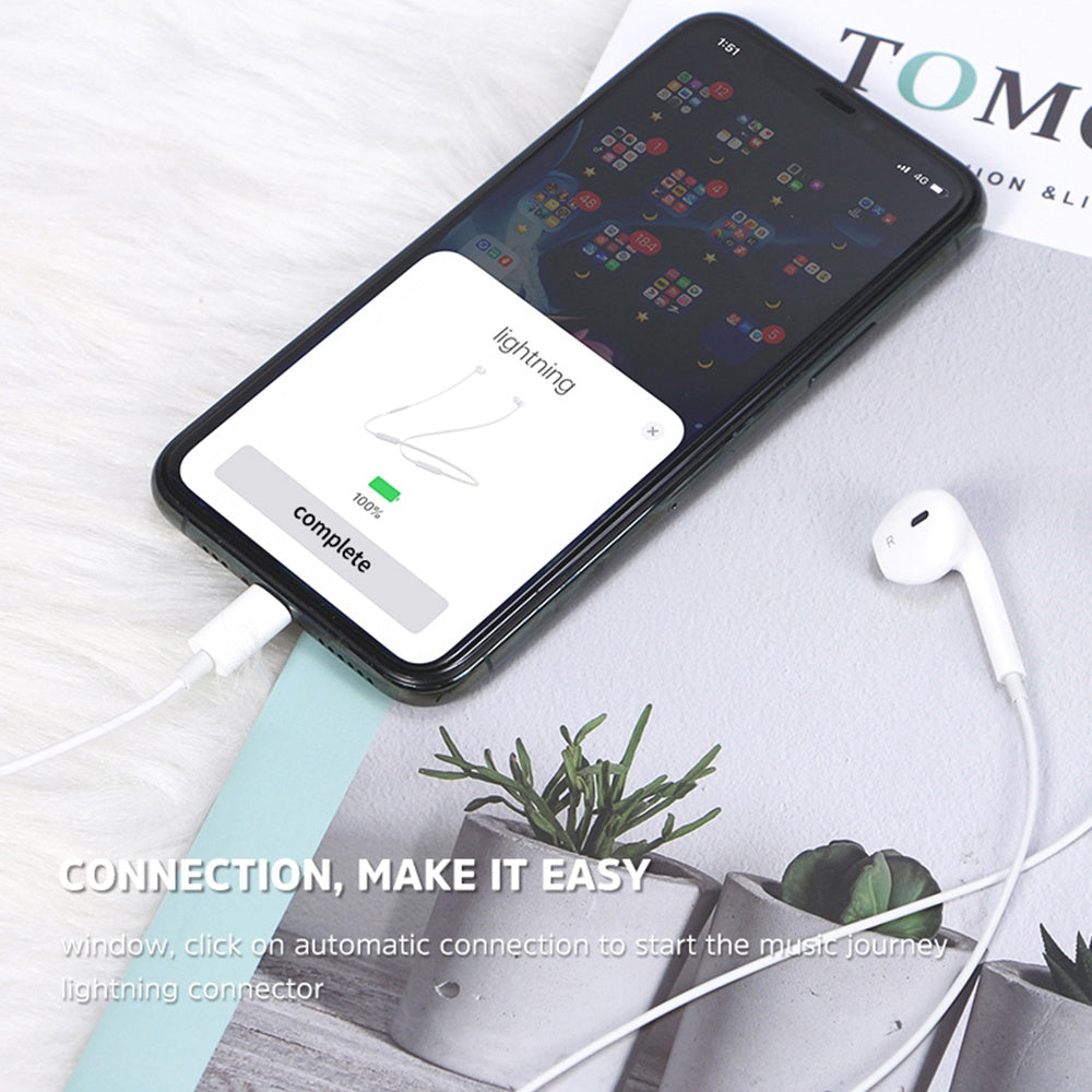 KIVEE KV-MT30 Semi-in-ear Headphones Volume Control Lightning Plug Wired Earphones with Mic