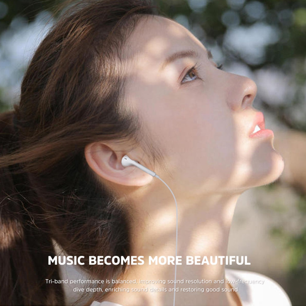 KIVEE KV-MT30 Semi-in-ear Headphones Volume Control Lightning Plug Wired Earphones with Mic