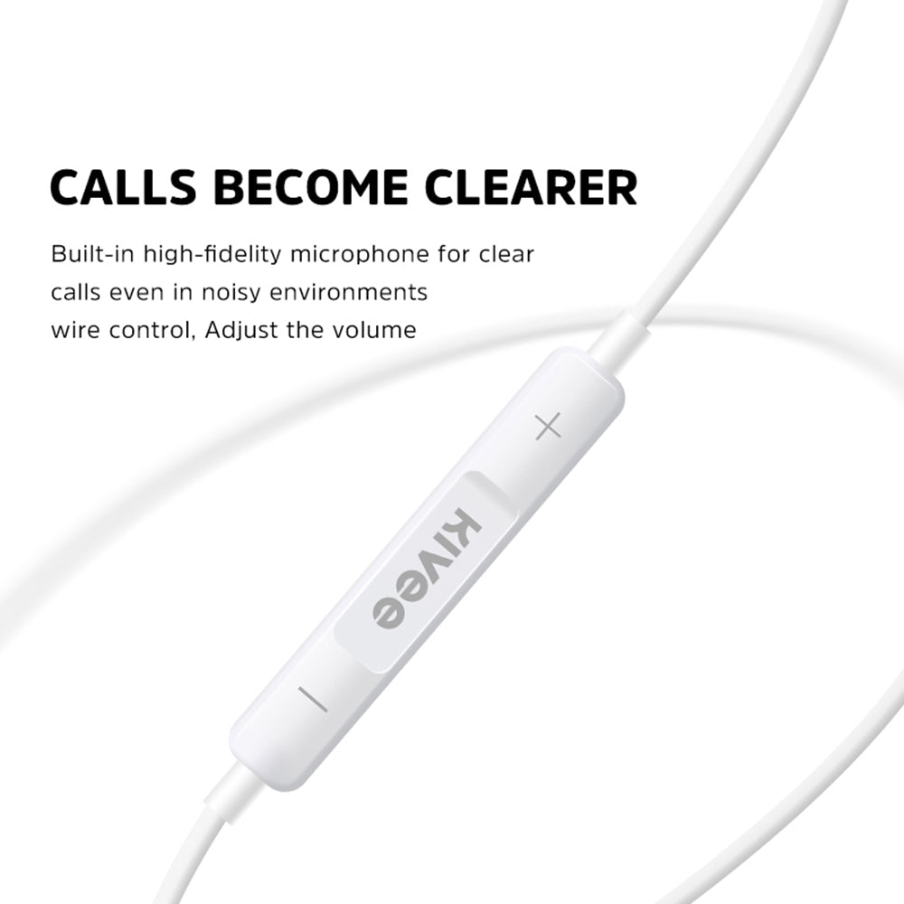 KIVEE KV-MT30 Semi-in-ear Headphones Volume Control Lightning Plug Wired Earphones with Mic