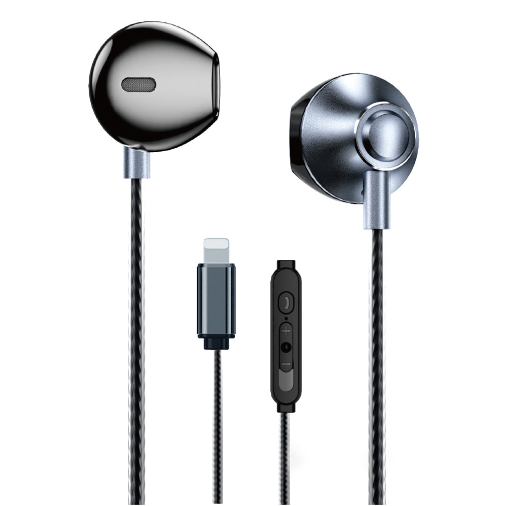 WEKOME YB08 Lightning Plug Wired Earphone Clear Voice Headphone Metal Shell Music Headset for iPhone iPad