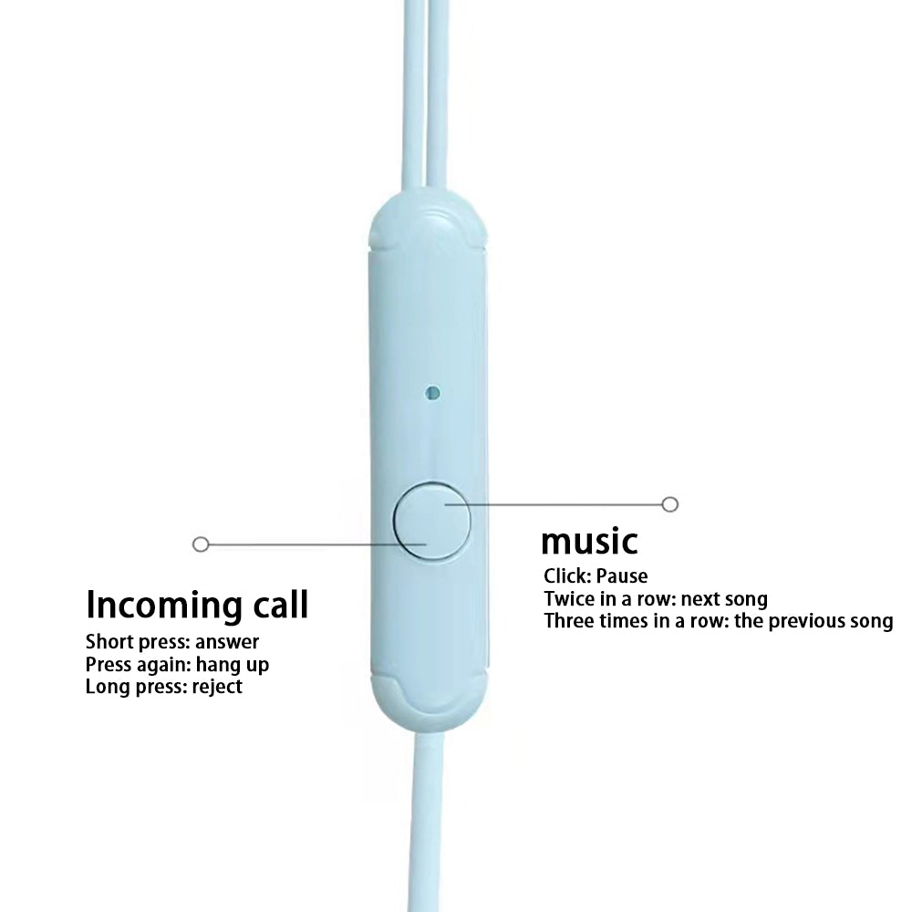 Macaron Wired Music Calling Headset 3.5mm Wire Control In-ear Phone Earphone