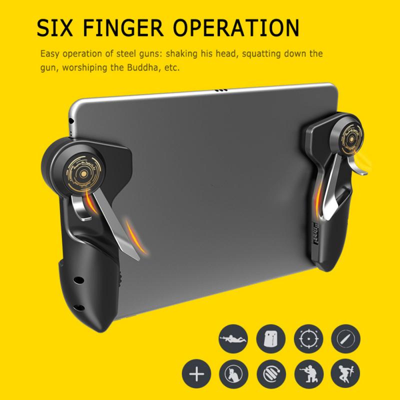 1 Pair Tablet Gaming Controller Six Finger Game Joystick Target Button L1R1 Shooter Trigger for PUBG Game
