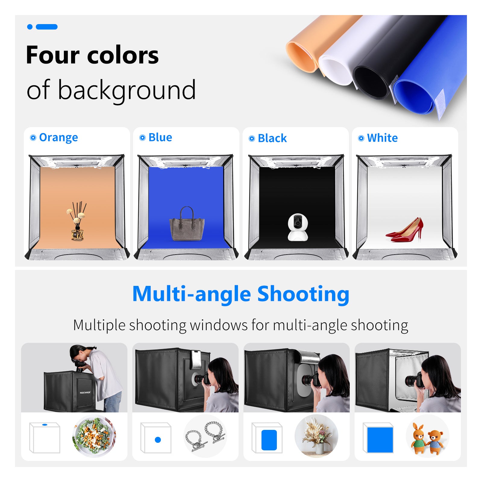 NEEWER N-72 60cm Foldable Photo Studio Light Box Adjustable Brightness Shooting Light Tent