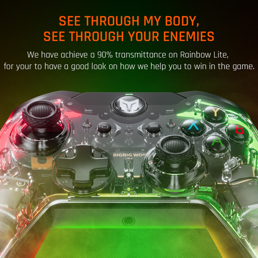 BIGBIGWON C1 Lite RGB Wired Controller for PC / Nintendo Switch Transparent E-Sports Gamepad Support 3.5mm Audio