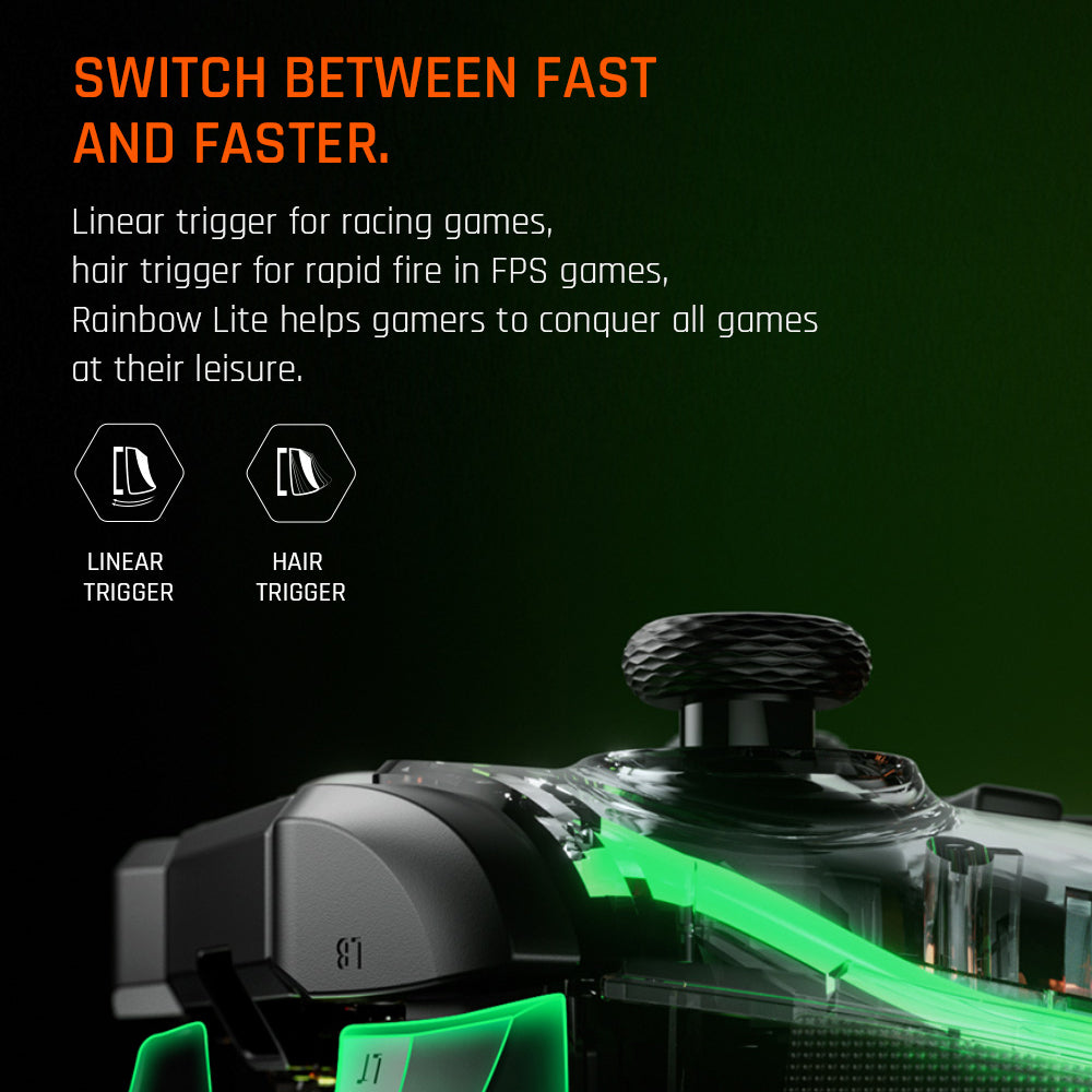 BIGBIGWON C1 Lite RGB Wired Controller for PC / Nintendo Switch Transparent E-Sports Gamepad Support 3.5mm Audio