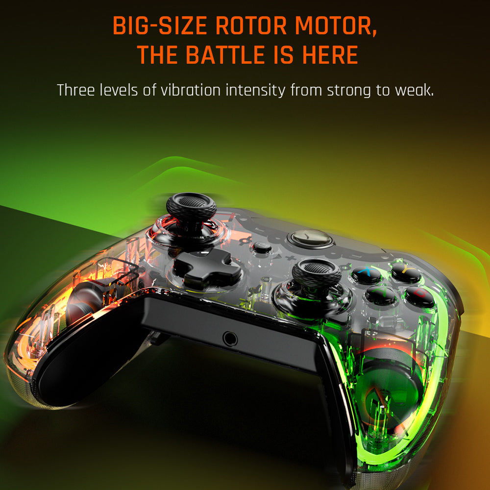 BIGBIGWON C1 Lite RGB Wired Controller for PC / Nintendo Switch Transparent E-Sports Gamepad Support 3.5mm Audio