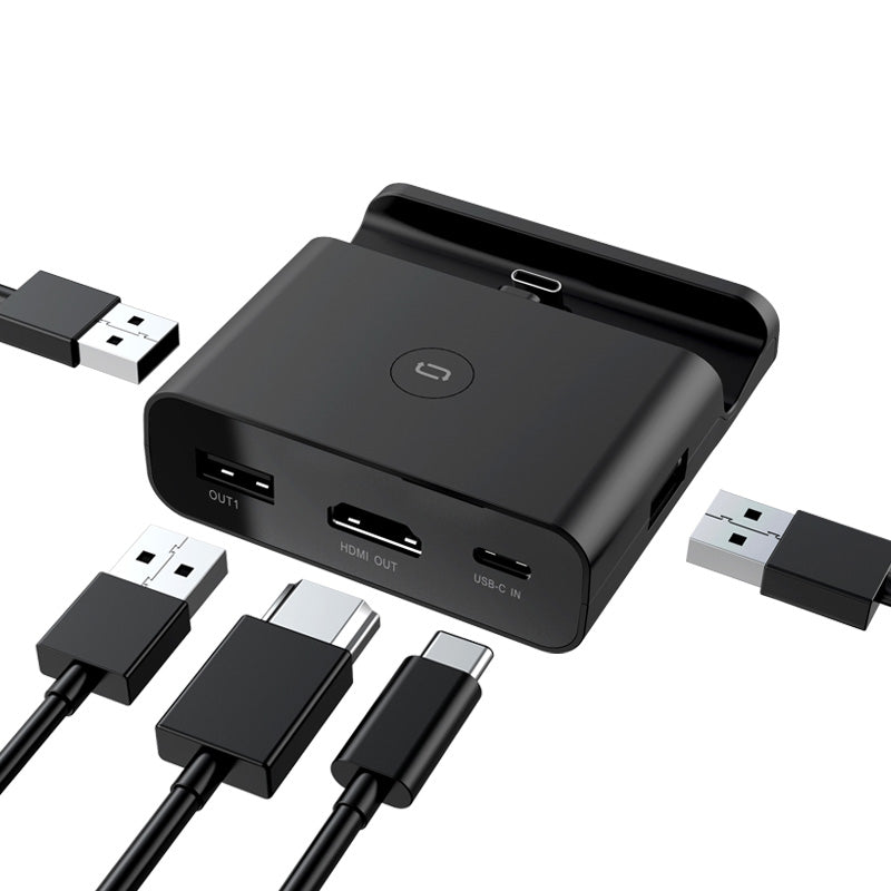 USB 3.0 Console Video Converter Fast Charging Dock Station for Nintendo Switch Type C to TV Adapter Black