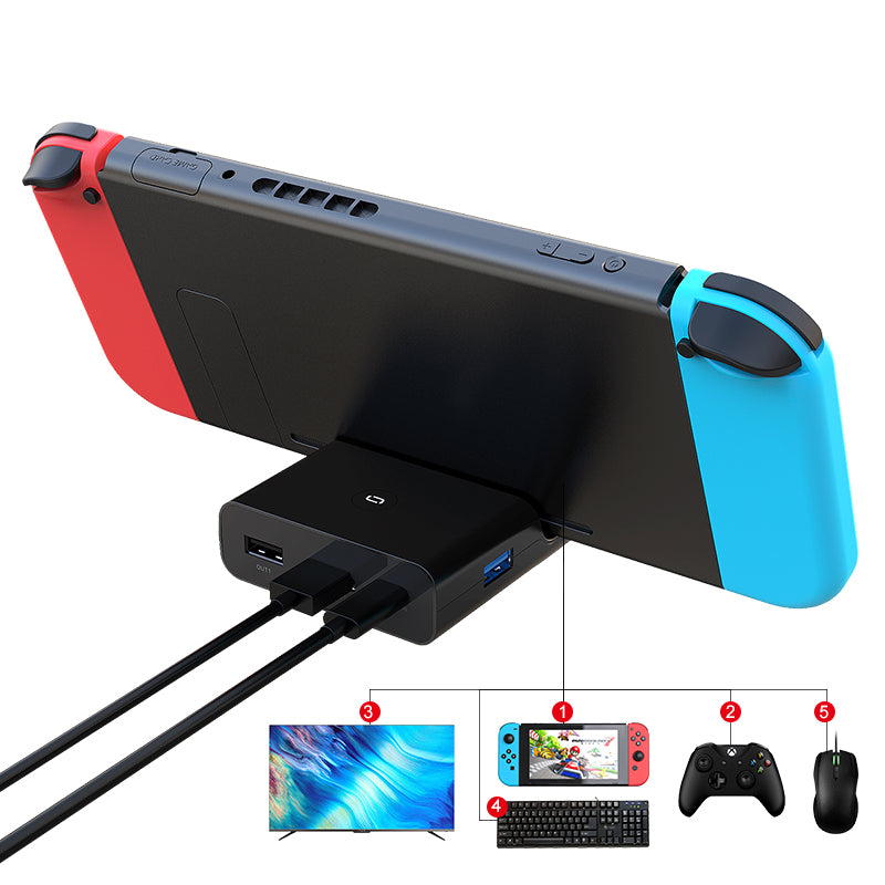 USB 3.0 Console Video Converter Fast Charging Dock Station for Nintendo Switch Type C to TV Adapter Black
