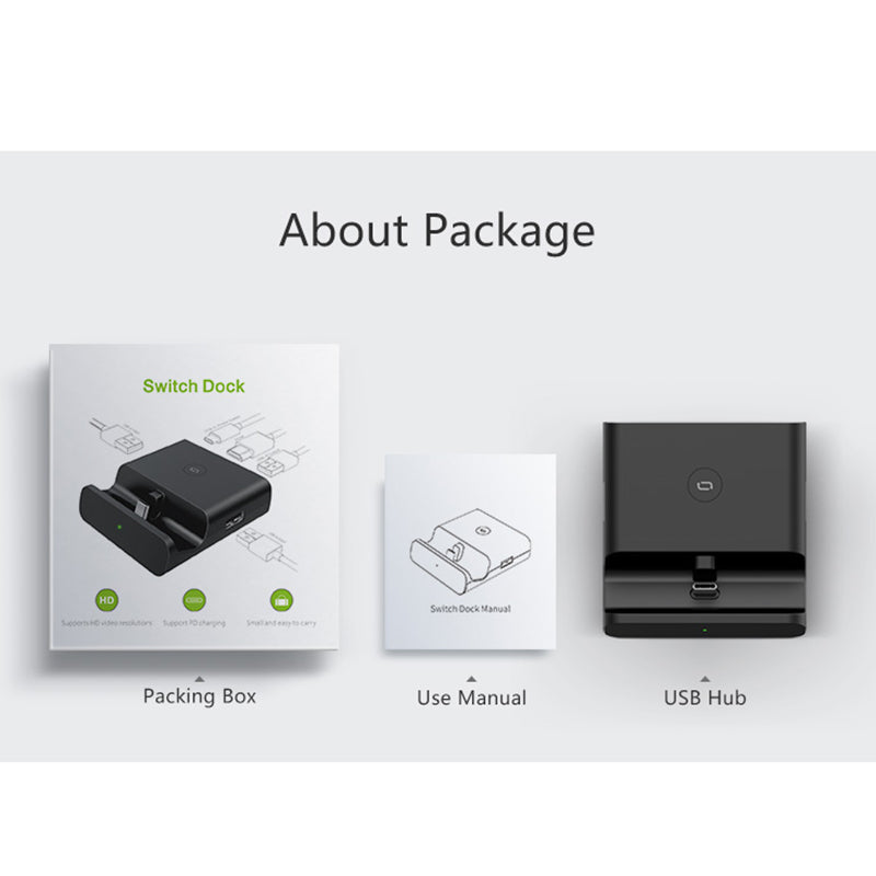 USB 3.0 Console Video Converter Fast Charging Dock Station for Nintendo Switch Type C to TV Adapter Black