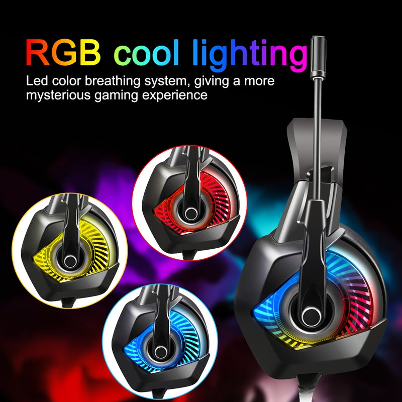 ONIKUMA K6 USB+3.5mm RGB Gaming Headset Head-Mounted Wired PC Stereo Earphone Headphone with Microphone