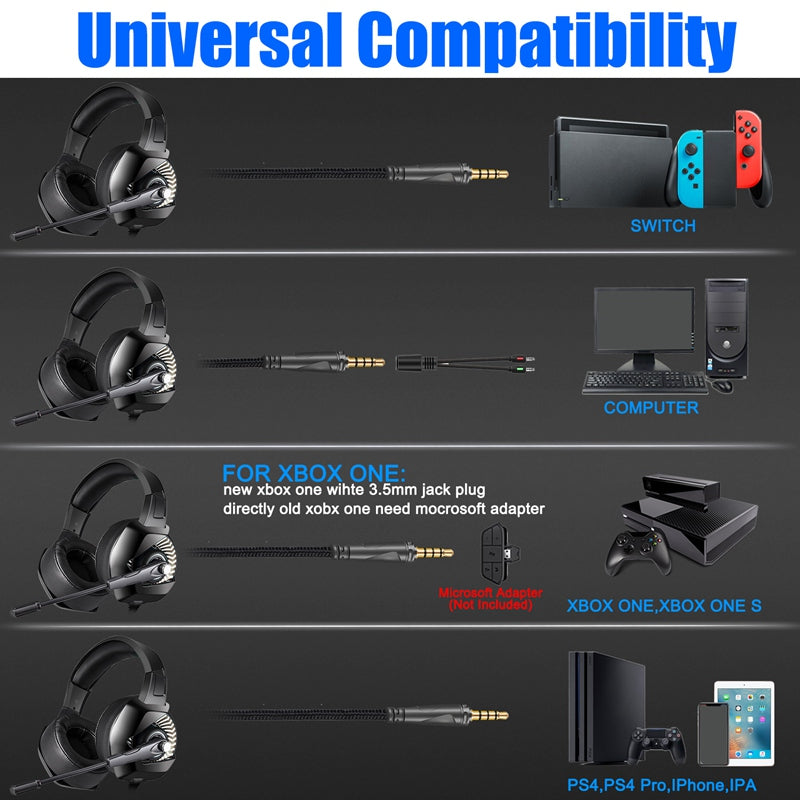 ONIKUMA K6 USB+3.5mm RGB Gaming Headset Head-Mounted Wired PC Stereo Earphone Headphone with Microphone