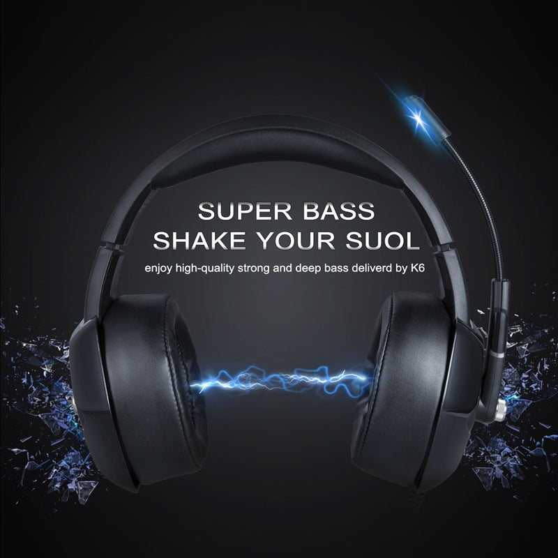 ONIKUMA K6 USB+3.5mm RGB Gaming Headset Head-Mounted Wired PC Stereo Earphone Headphone with Microphone