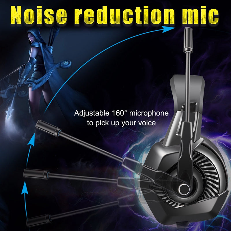 ONIKUMA K6 USB+3.5mm RGB Gaming Headset Head-Mounted Wired PC Stereo Earphone Headphone with Microphone
