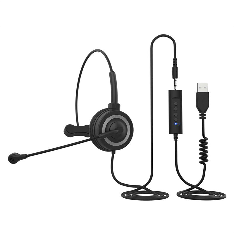 DANYIN BH69 Call Center 3.5mm USB Headset Telephone Headphone with Microphone Business Wired Headphones for Computer Laptop PC