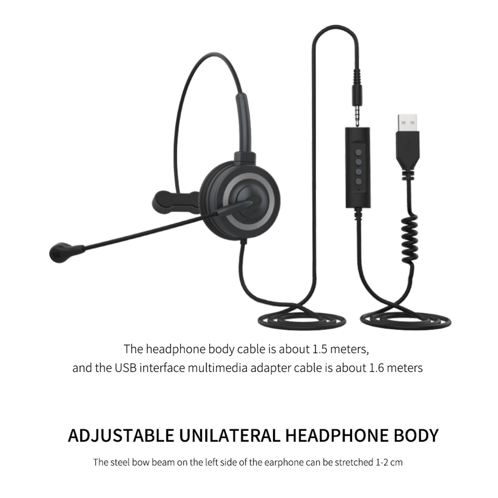 DANYIN BH69 Call Center 3.5mm USB Headset Telephone Headphone with Microphone Business Wired Headphones for Computer Laptop PC