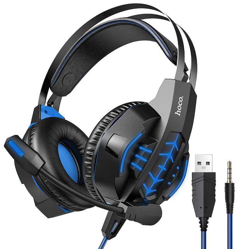 HOCO W102 Cool Tour Gaming LED Light Headphones Wired Over-Ear Earphone Headset with Microphone for PC Computer
