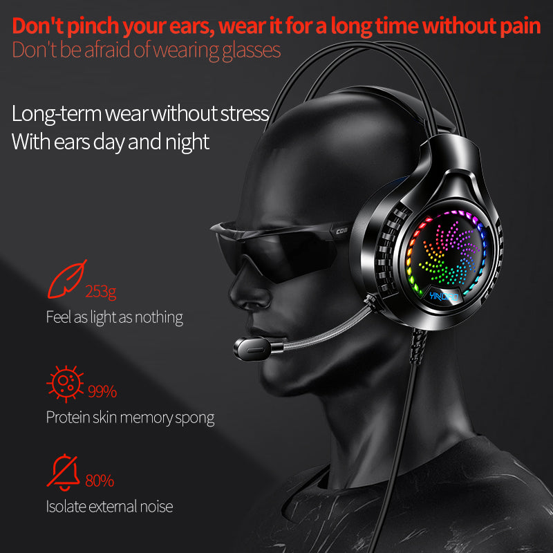 YINDAIO Q7 Deep Bass 40mm Large Speaker Unit Wired Gaming Headphone with Microphone