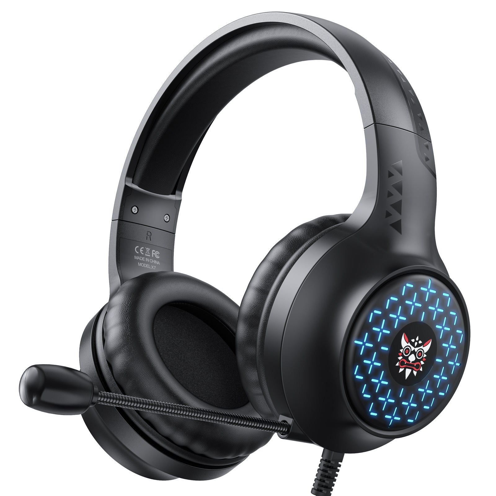 ONIKUMA X7 Gaming Headset Wired Headphone with 360 Degree Rotating Microphone Monochromatic Light