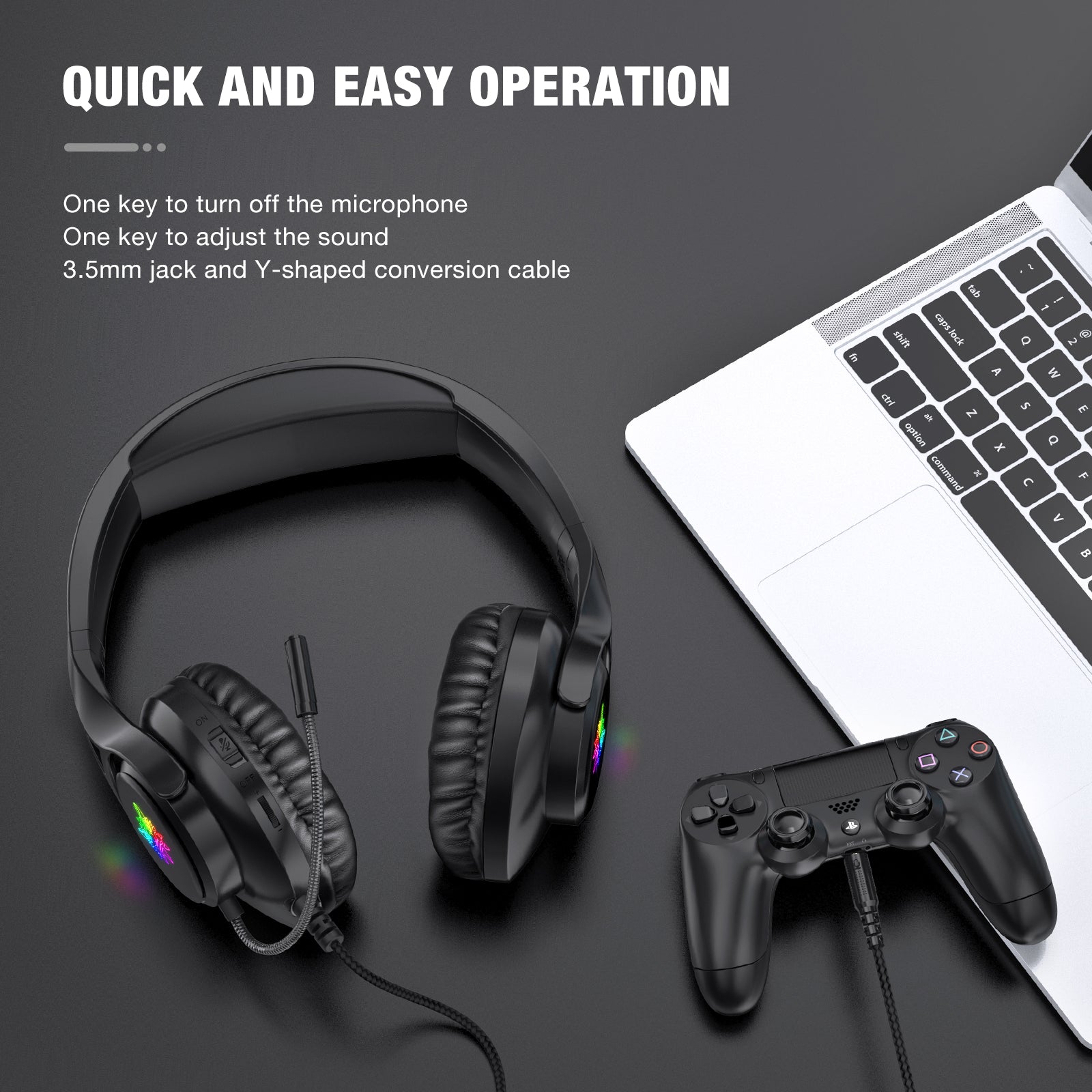 ONIKUMA X16 3.5mm+USB Wired Headset with Noise Reduction Microphone Surround Sound RGB Light Computer Headset