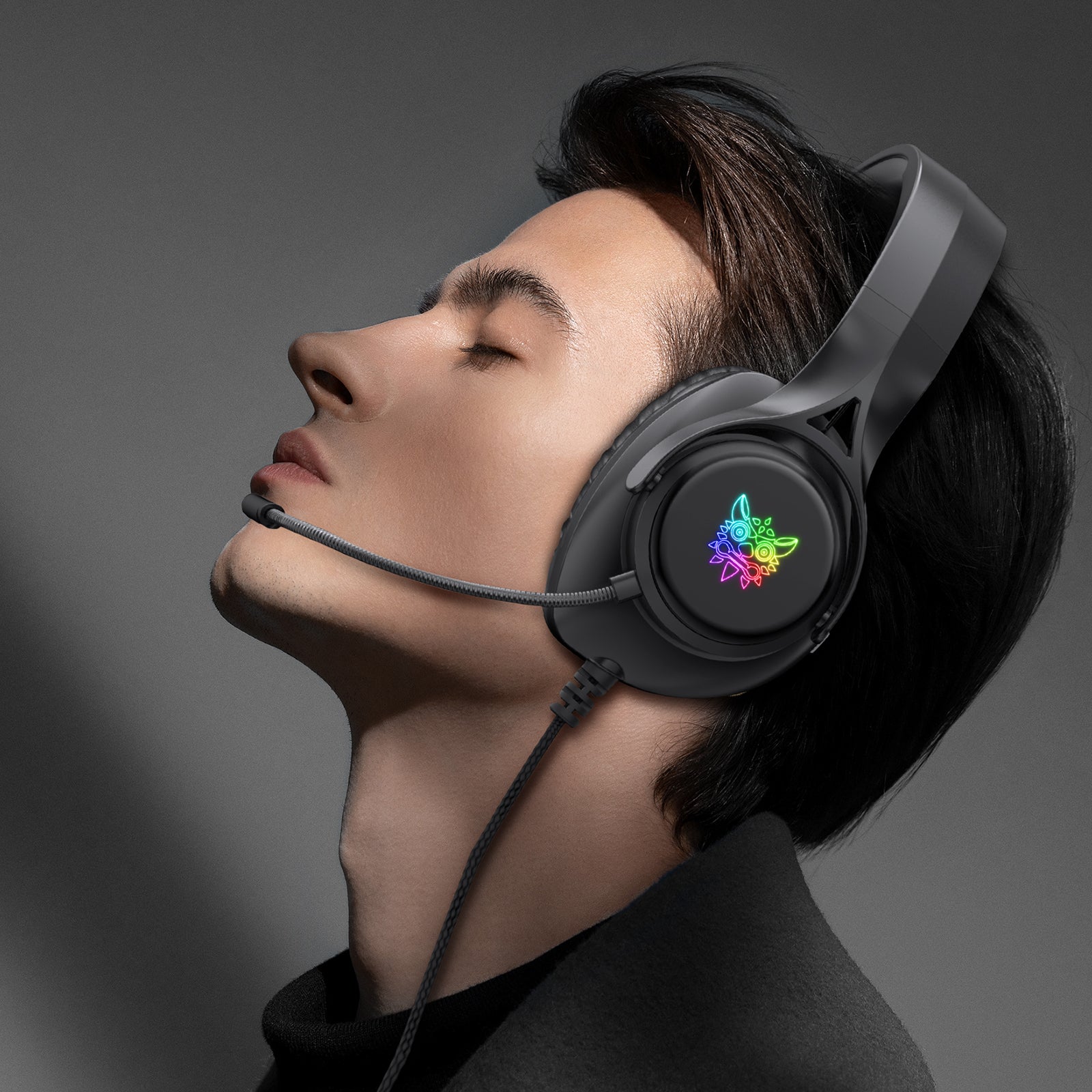 ONIKUMA X16 3.5mm+USB Wired Headset with Noise Reduction Microphone Surround Sound RGB Light Computer Headset