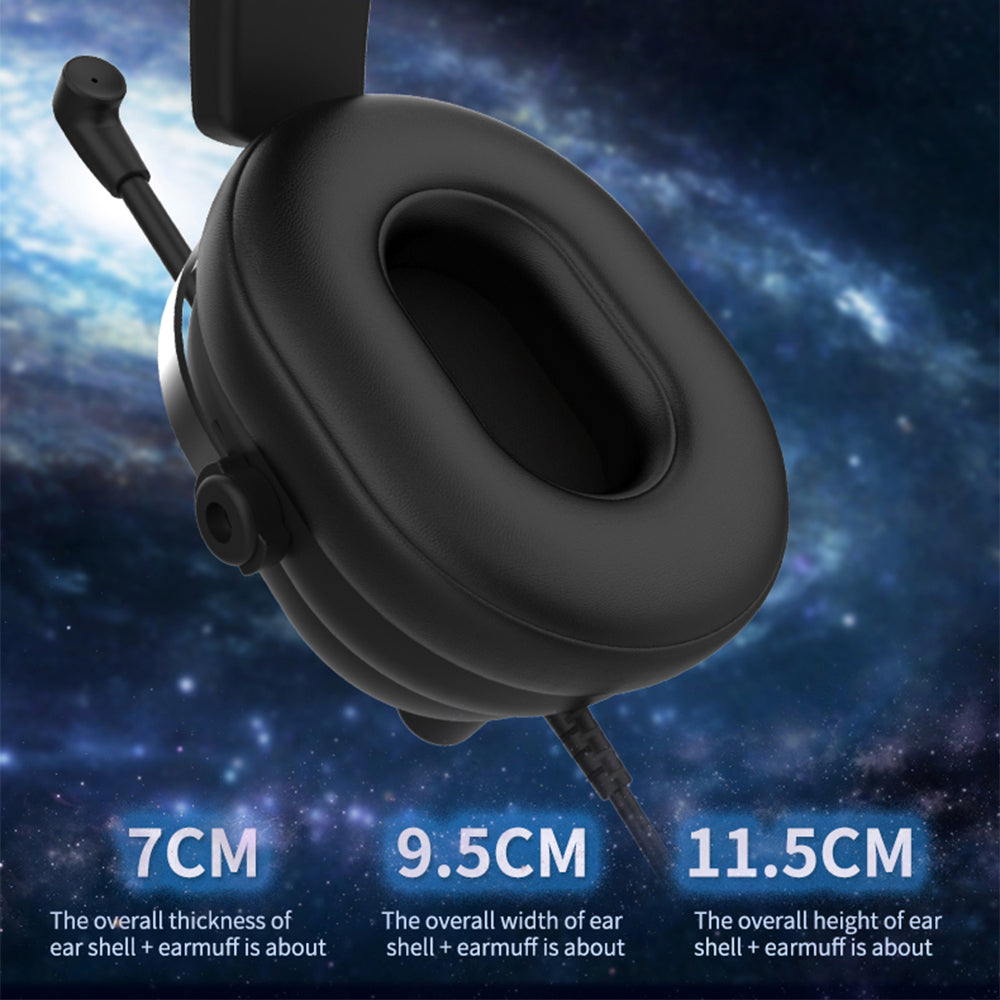 DANYIN T30 Head-Mounted PC Wired Headset Wire-Controlled Gaming Headphone with RGB LED Light for Computers