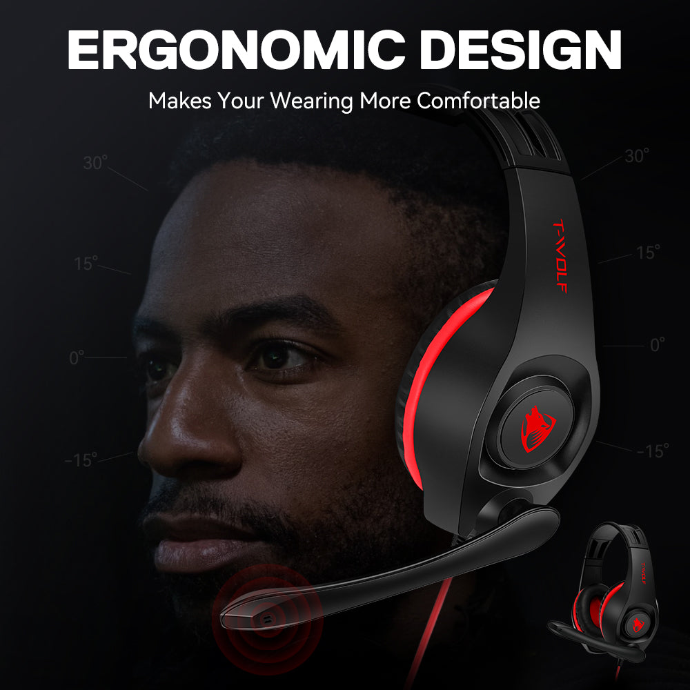 T-VOLF H120 Cord Headphone PC Gaming Earphone Universal 3.5mm AUX Audio Wired HD Stereo Headset with Volume Control