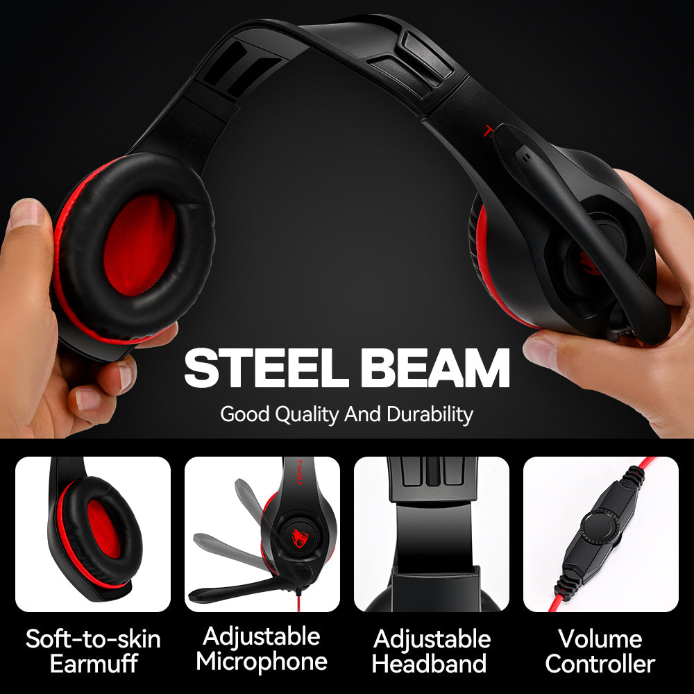 T-VOLF H120 Cord Headphone PC Gaming Earphone Universal 3.5mm AUX Audio Wired HD Stereo Headset with Volume Control