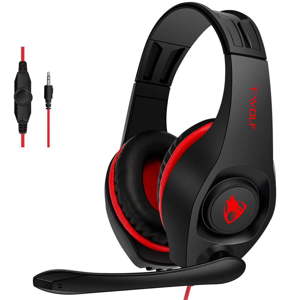 T-WOLF H120 3.5mm Audio Wired Headset Adjustable Headphone with Microphone