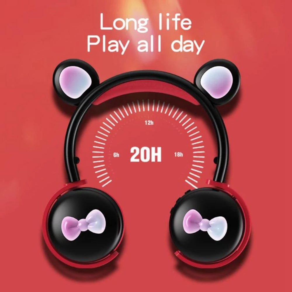 BK7 Cute Bear Wireless Bluetooth Headset Cartoon LED Light AUX-In Over Ear Headphone Children's Gift (CE Certificated)