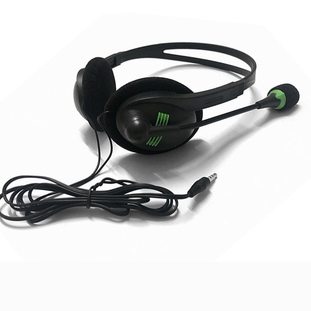 3.5mm Wired Headset Portable Over-Ear Headphones with Rotating Microphone