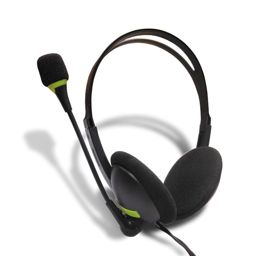 3.5mm Wired Headset Portable Over-Ear Headphones with Rotating Microphone
