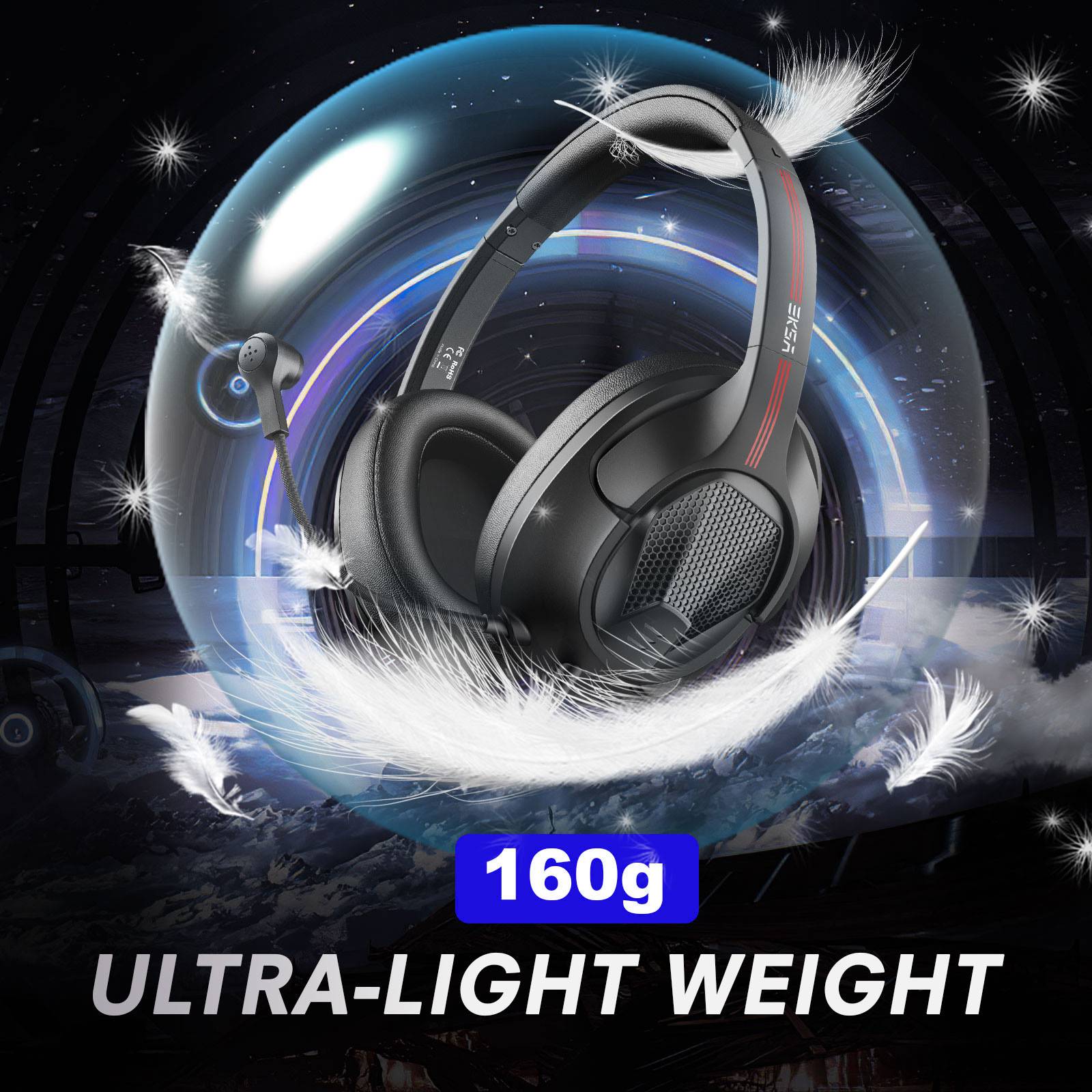 EKSA E3D Computer Gaming Headphone Lightweight No Delay Soft Earpads Headphone with Microphone