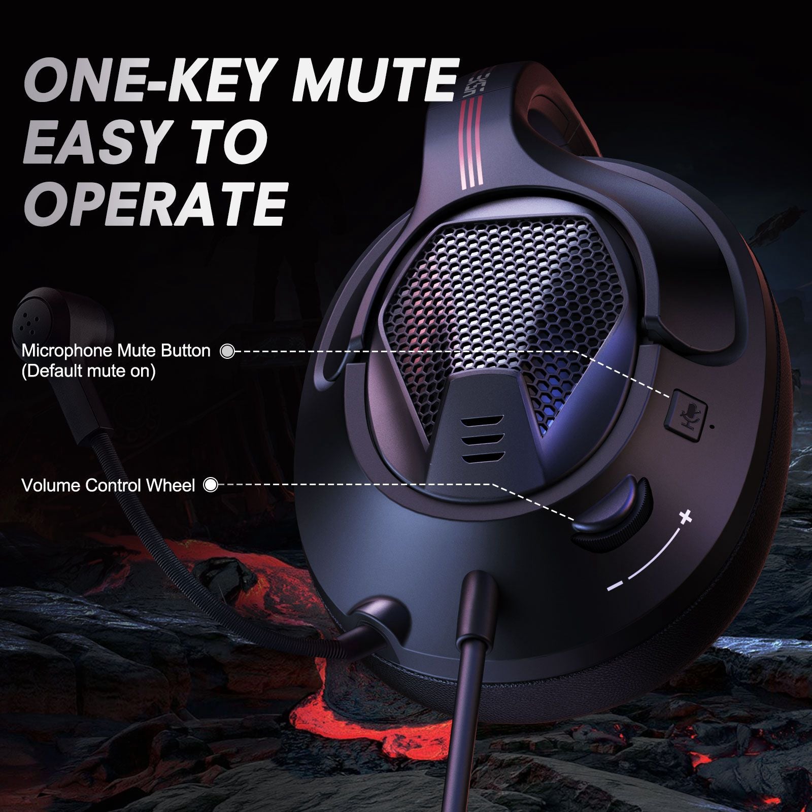 EKSA E3D Computer Gaming Headphone Lightweight No Delay Soft Earpads Headphone with Microphone