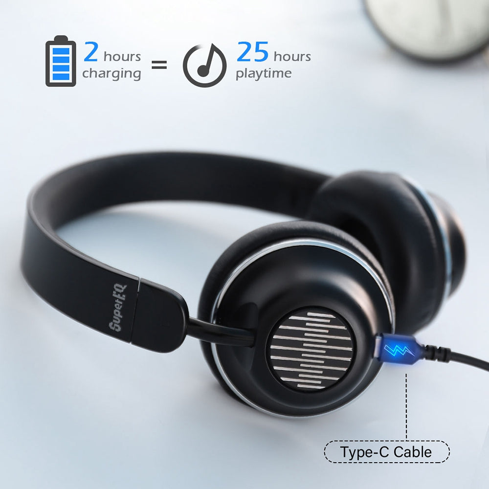 SUPEREQ S2 Bluetooth Active Noise Canceling On-Ear Headphones HD Sound Foldable Headset