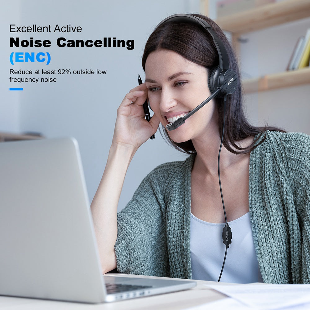 EKSA H12E USB Wired Over-ear Headphone Call Operator ENC Noise-cancelling Headset with Rotatable Microphone