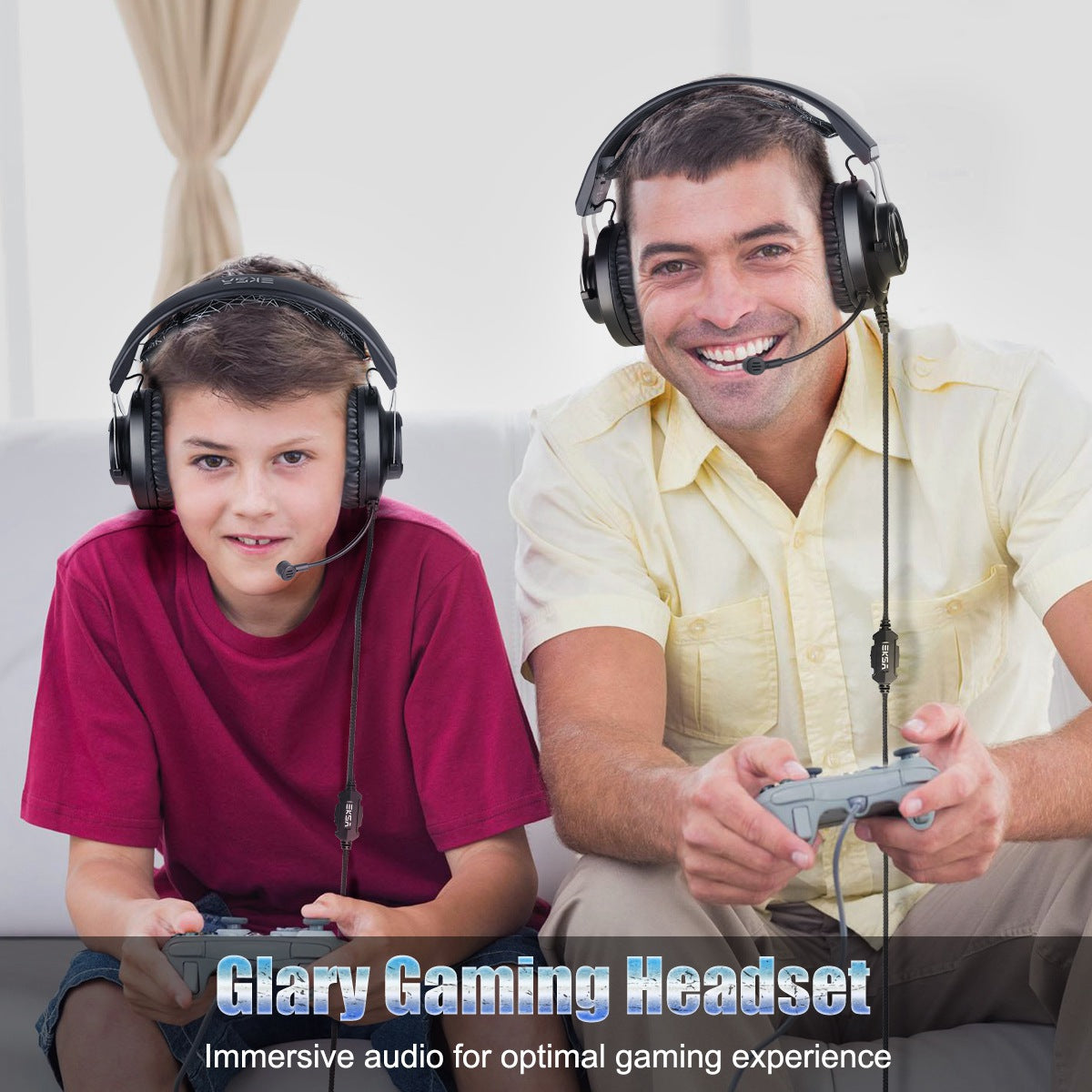 EKSA E3000 Retractable Headband Over-Ear Wired Headphone RGB Gaming Headset with Noise-canceling Mic