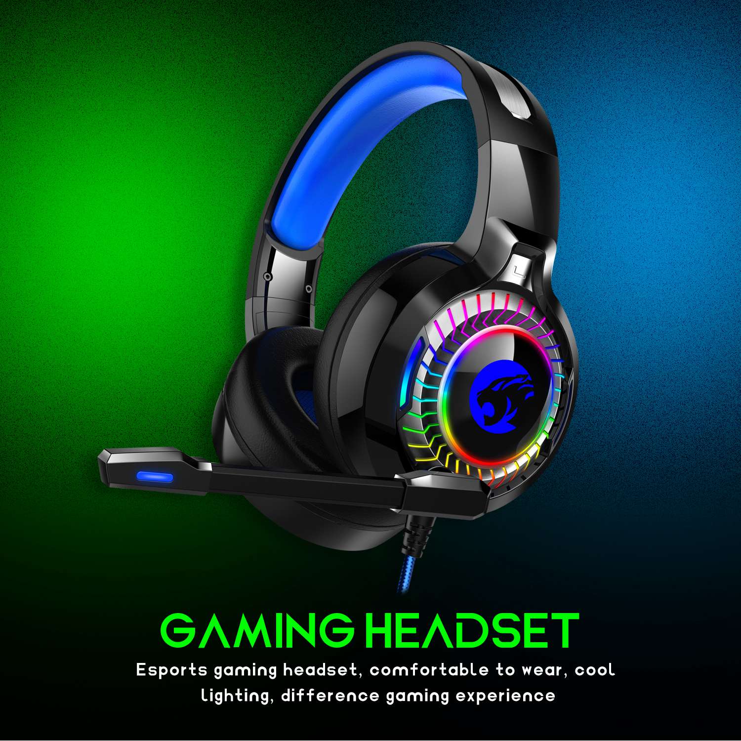 IMYB A60 RGB Light PC Gaming Headset Low Delay Noise Canceling Microphone Headphone