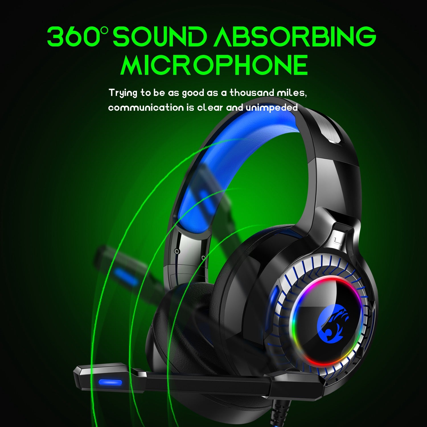 IMYB A60 RGB Light PC Gaming Headset Low Delay Noise Canceling Microphone Headphone