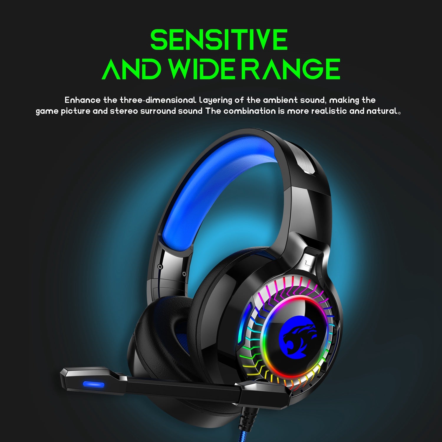 IMYB A60 RGB Light PC Gaming Headset Low Delay Noise Canceling Microphone Headphone