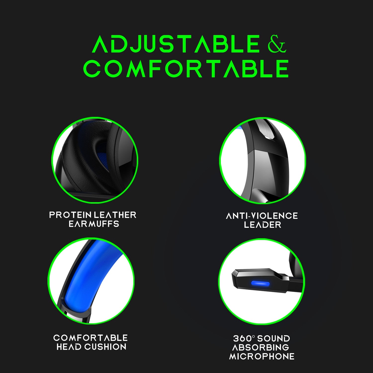 IMYB A60 RGB Light PC Gaming Headset Low Delay Noise Canceling Microphone Headphone