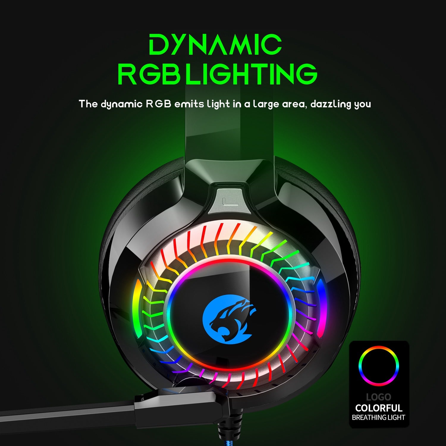IMYB A60 RGB Light PC Gaming Headset Low Delay Noise Canceling Microphone Headphone