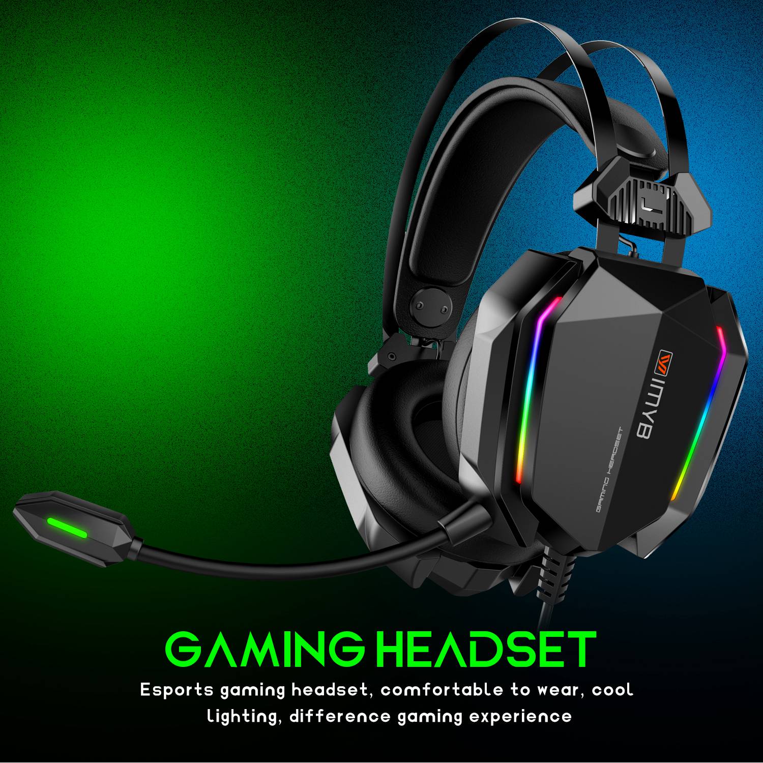 IMYB A32 Wired Over-Ear Headset Surrounded Sound Gaming Headphone with RGB Light