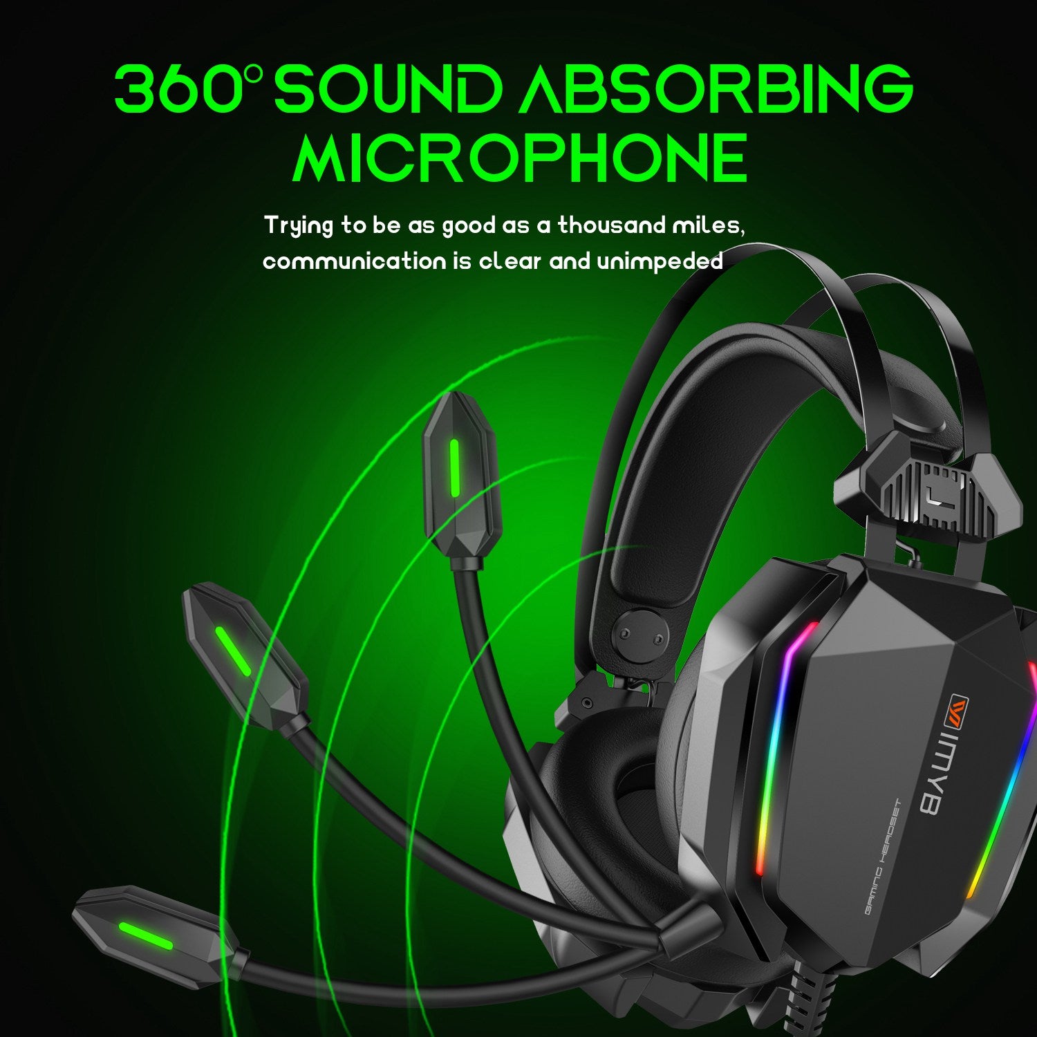 IMYB A32 Wired Over-Ear Headset Surrounded Sound Gaming Headphone with RGB Light