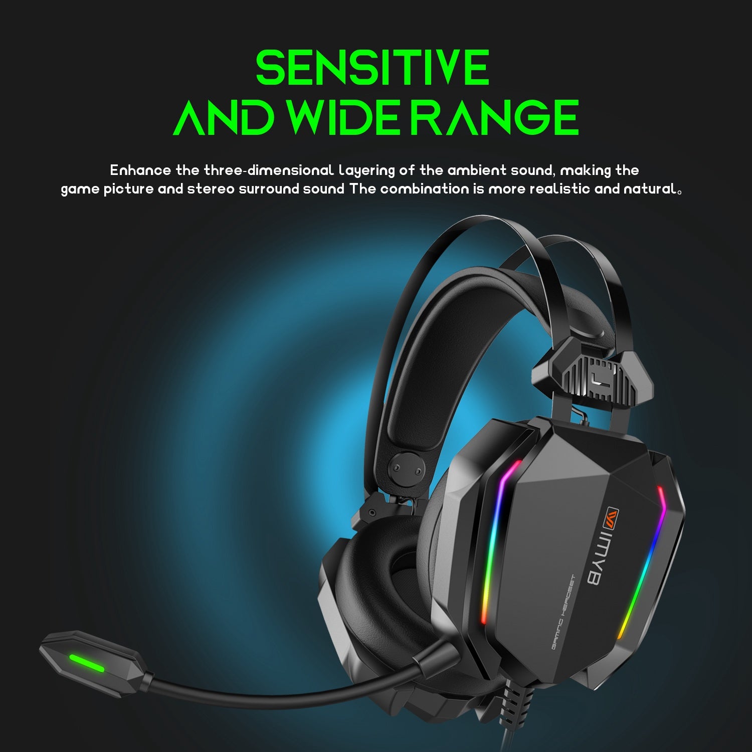 IMYB A32 Wired Over-Ear Headset Surrounded Sound Gaming Headphone with RGB Light