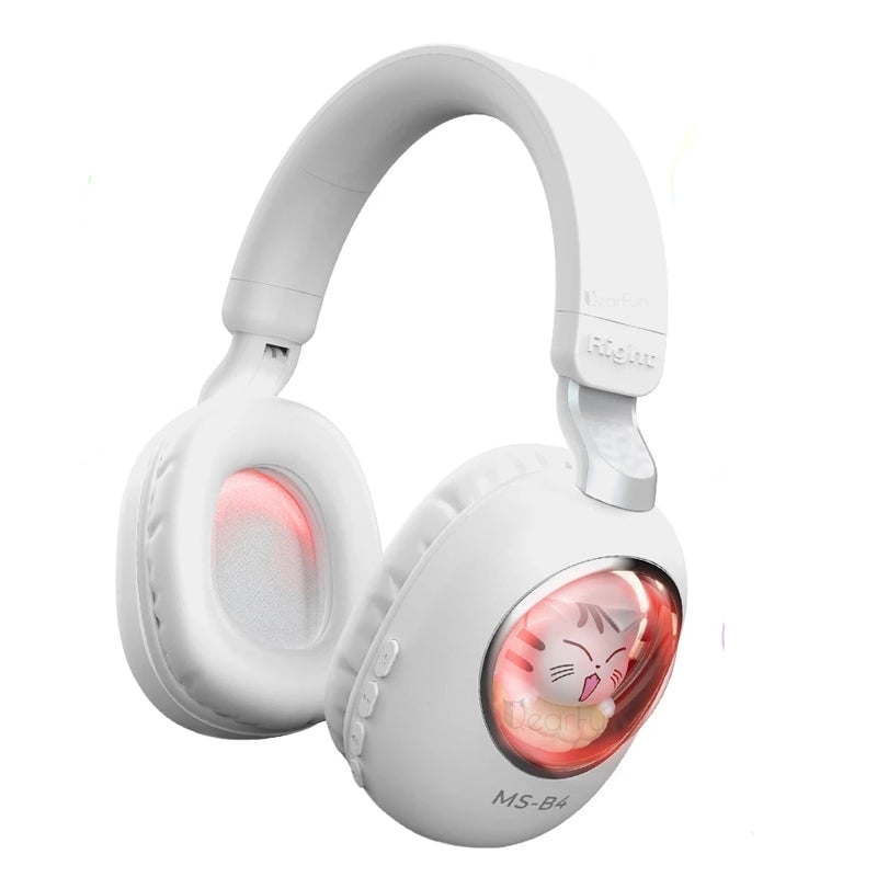 MS-B4 Cute Squirrel Cat Wireless Bluetooth Headphone RGB Light Girls Kids Stereo Music Headset Gift