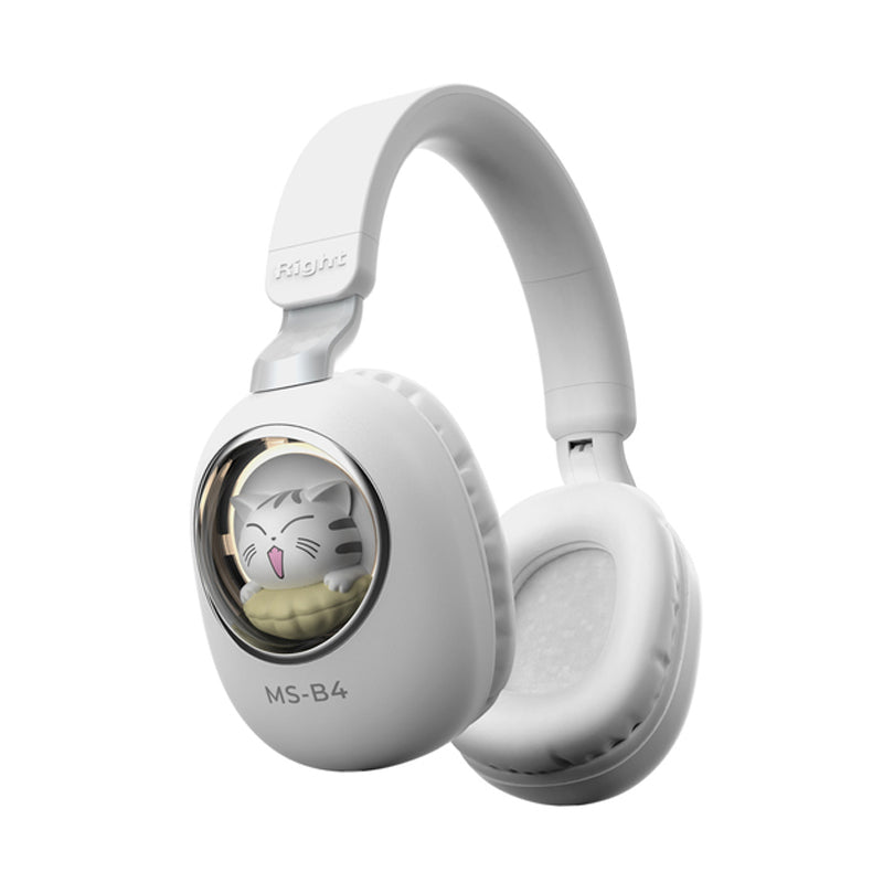 MS-B4 Cute Squirrel Cat Wireless Bluetooth Headphone RGB Light Girls Kids Stereo Music Headset Gift